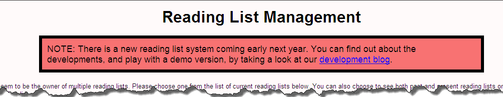 Loughborough Online Reading List System: change is afoot