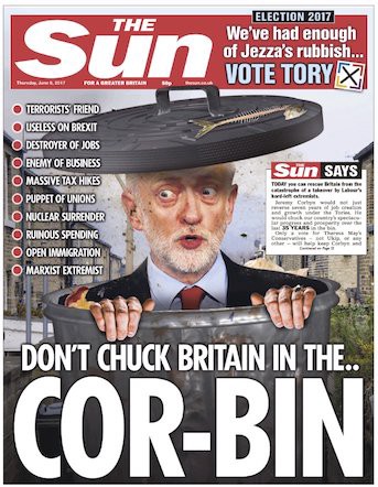 the sun general election front page corbyn