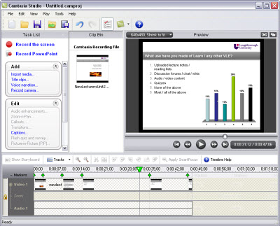 Screenshot from the Camtasia screen recording application