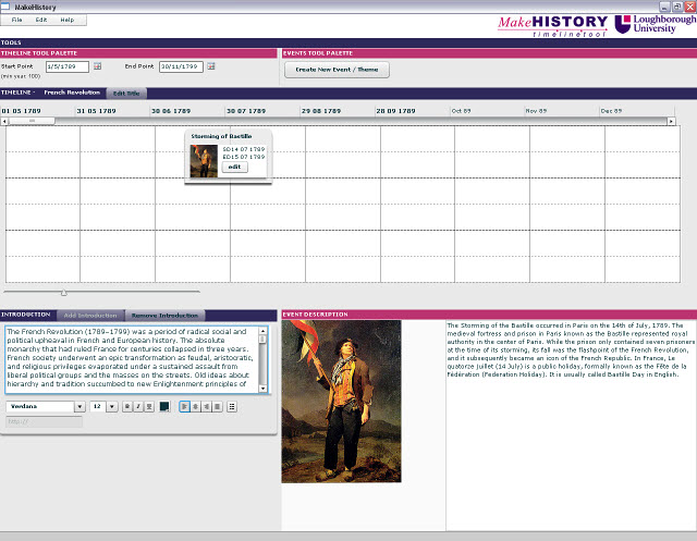 Screenshot of new Make History authoring tool