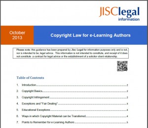 JISC legal Copyright for elearning authors