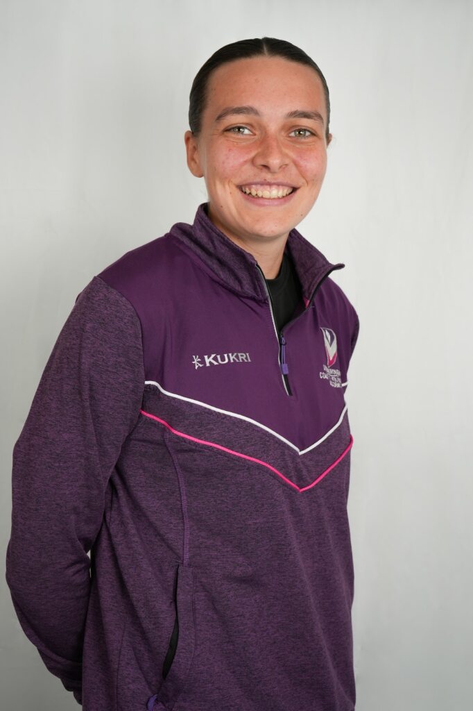 Close-up of Phoebe Cross.