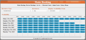 Sample booking screen