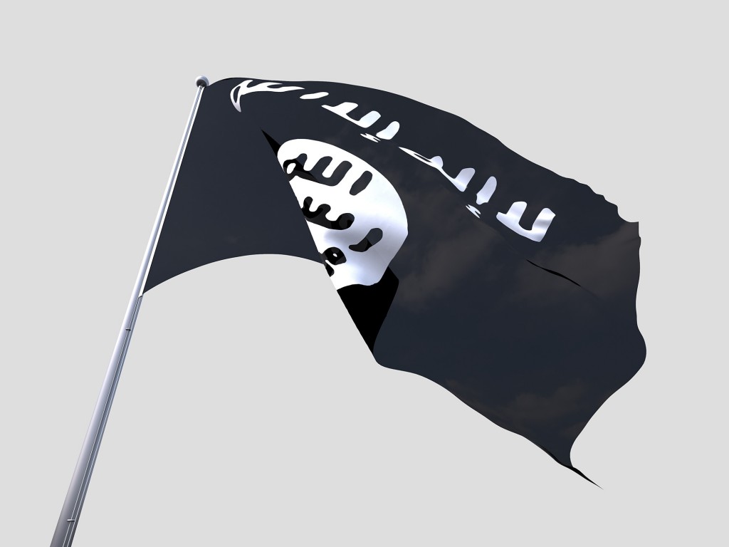 Islamic State flying flag isolate on white background.