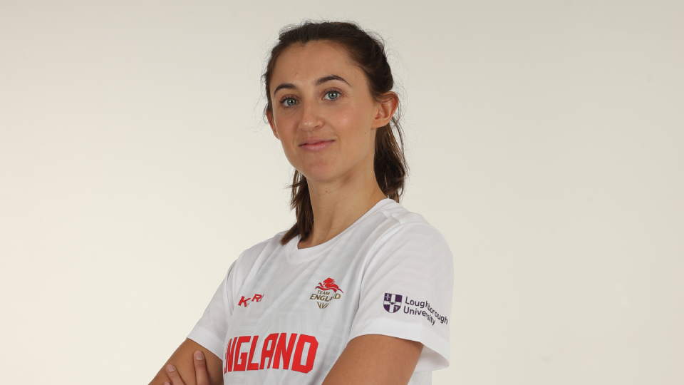 Close-up of athlete wearing the Team England kit.