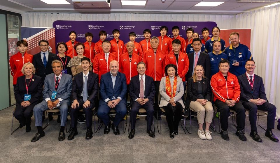 Players from the Chinese Table Tennis Team pictured with Professor Nick Jennings, China's UK Ambassador Zheng Zeguang and other dignitaries.