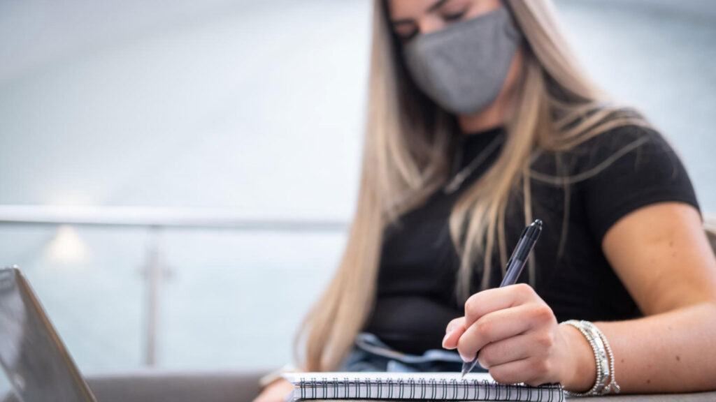 A student working remotely